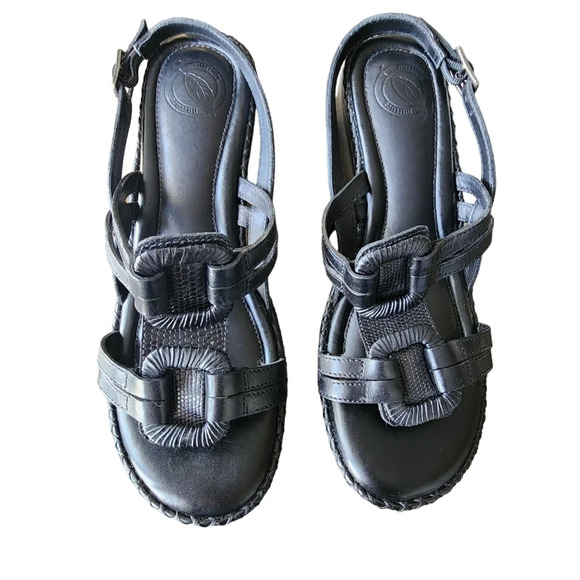 Nurture Black Sandals With Buckle Strap Adjustable Leather Upper Size 6.5 - Picture 1 of 10